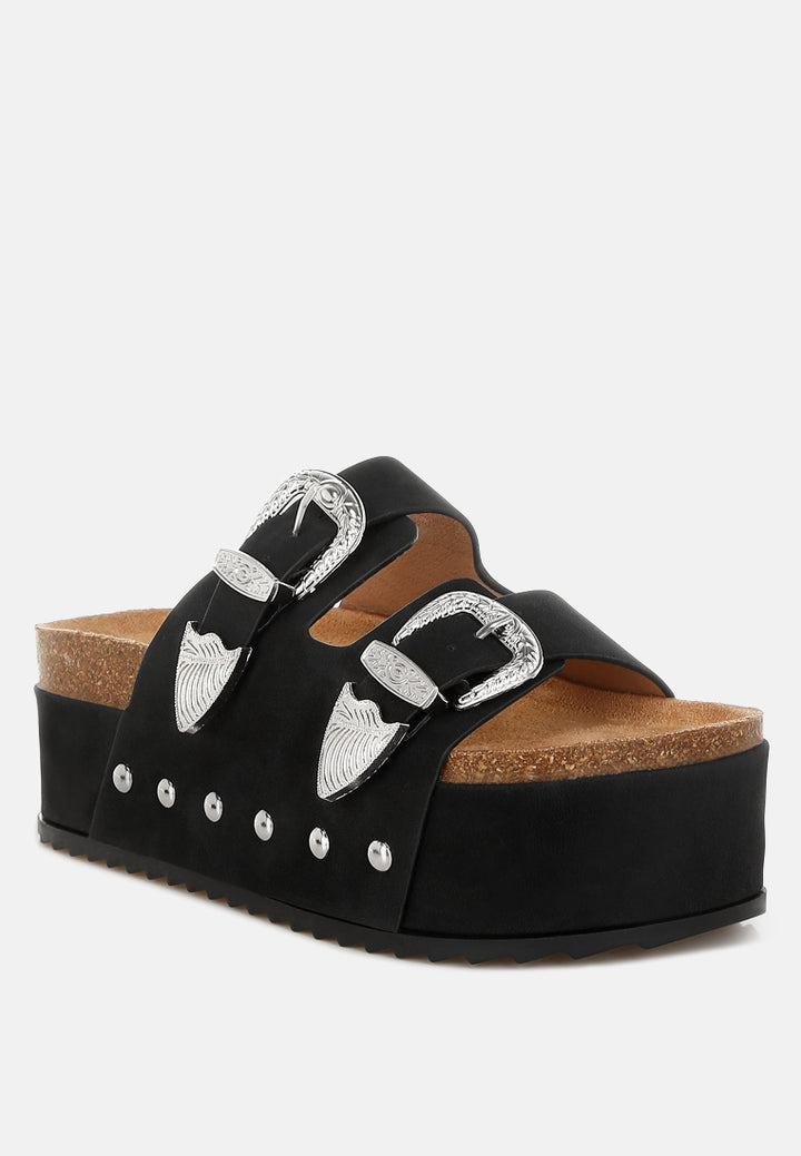 zaphod faux leather flatform slip ons#color_black