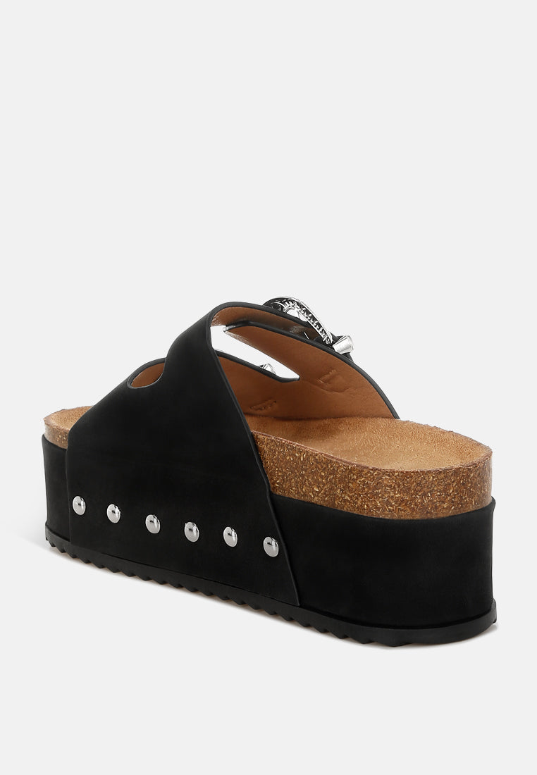 zaphod faux leather flatform slip ons#color_black