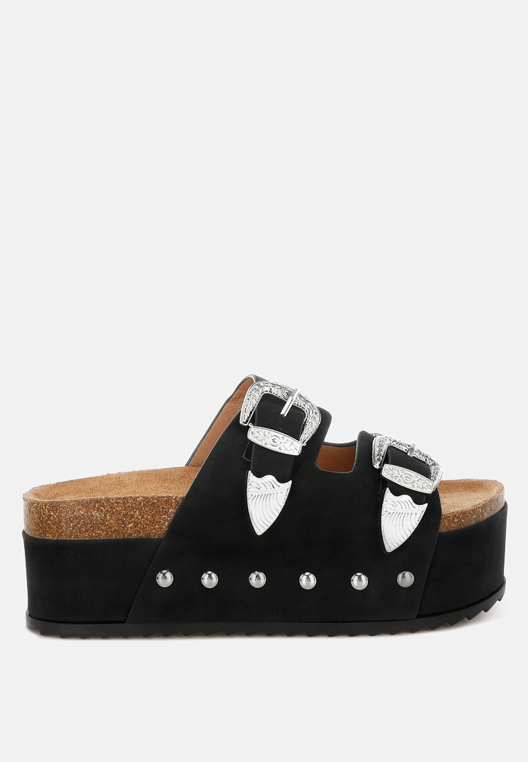 zaphod faux leather flatform slip ons#color_black