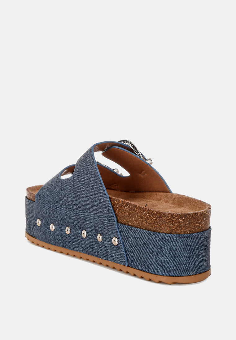 zaphod faux leather flatform slip ons#color_blue