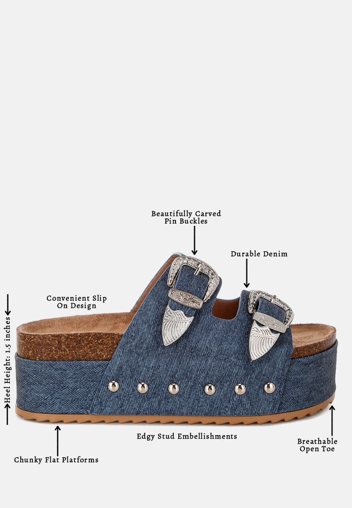 zaphod faux leather flatform slip ons#color_blue