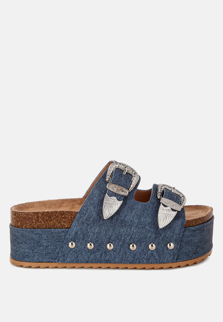 zaphod faux leather flatform slip ons#color_blue