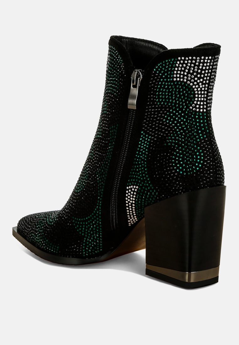 zarka rhinestones embellished block heel boots by rag#color_green