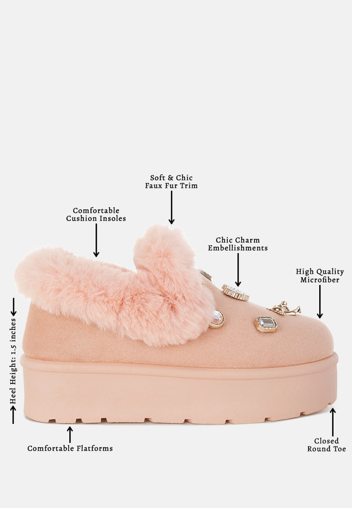 zeta charm detail slip on snow boots#color_pink