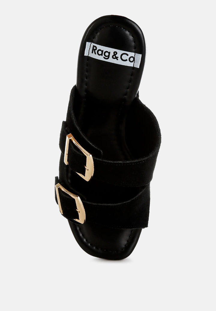 Zuecos de plataforma con doble hebilla y tachuelas Zoane#color_negro