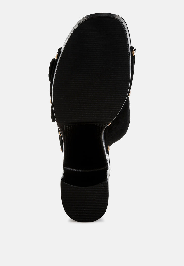 Zuecos de plataforma con doble hebilla y tachuelas Zoane#color_negro