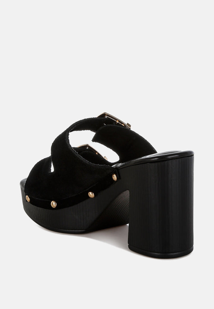 Zuecos de plataforma con doble hebilla y tachuelas Zoane#color_negro