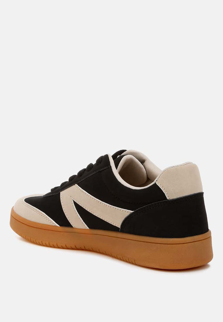 contrasting patchwork chunky sneakers by mode#color_black