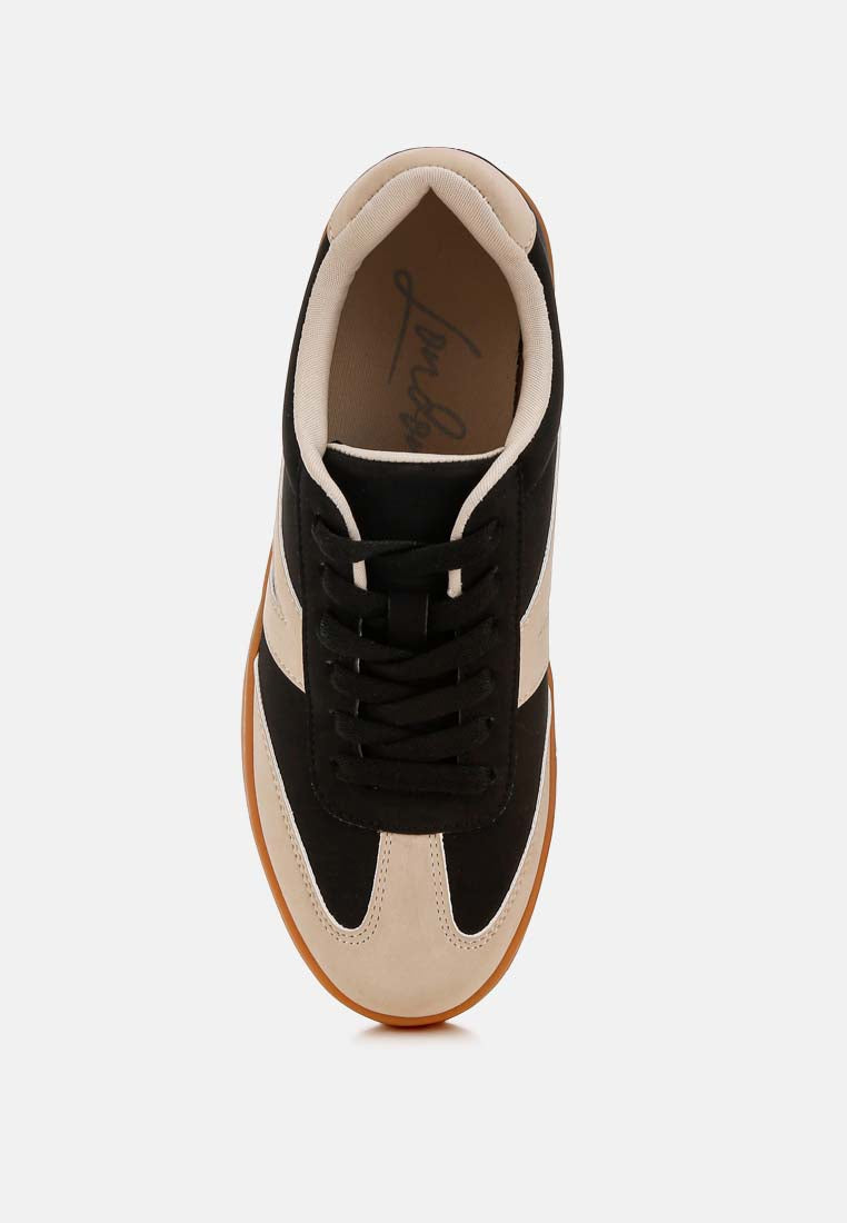 contrasting patchwork chunky sneakers by mode#color_black