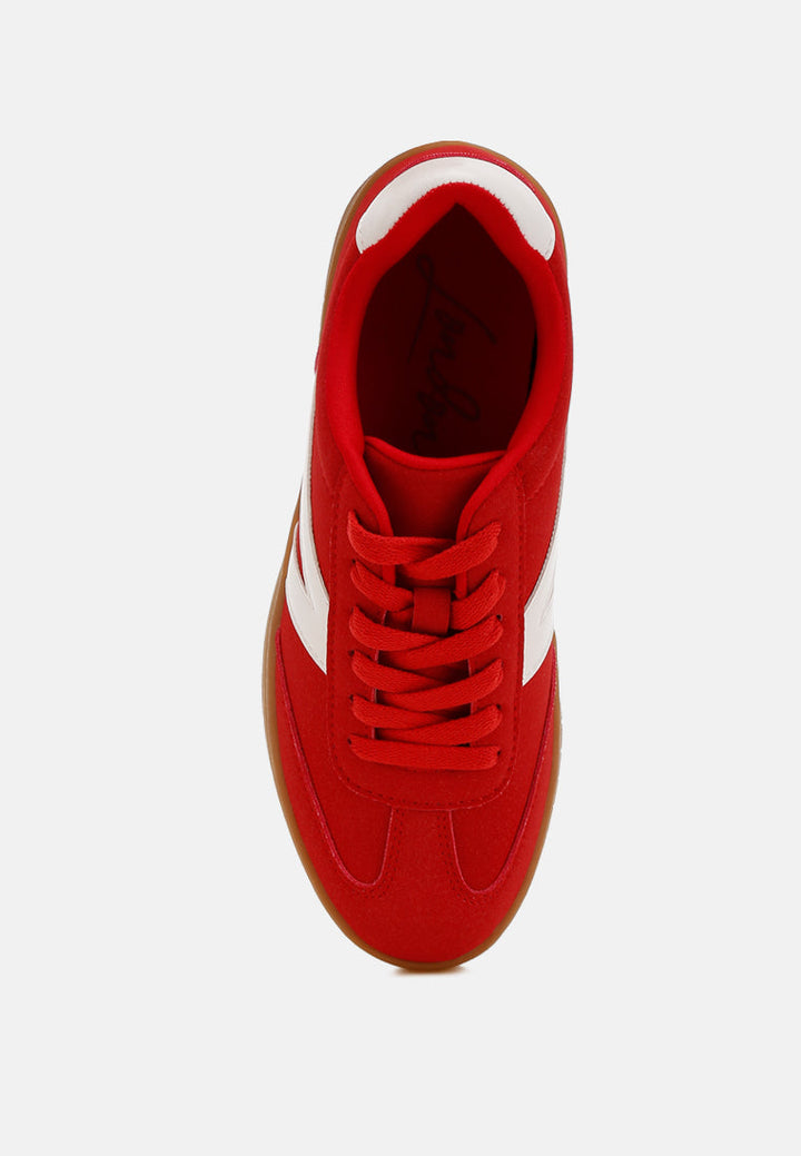 contrasting patchwork chunky sneakers by rag#color_red