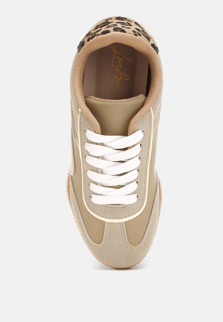 zuccia comfortable lace-up sneakers#color_beige-faux-leather-textile