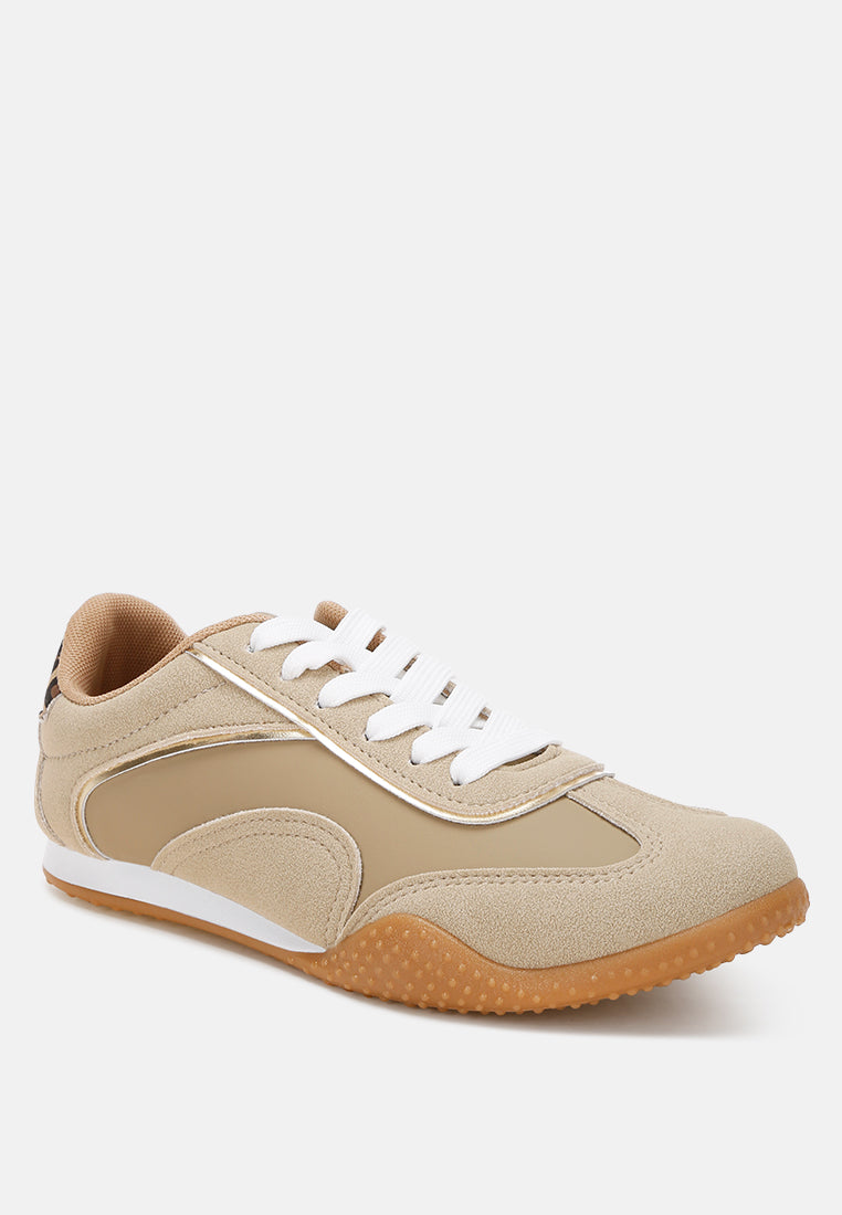 zuccia comfortable lace-up sneakers#color_beige-faux-leather-textile