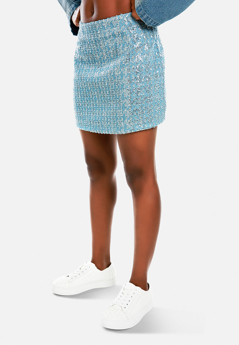 a-line sequin denim skirt by ruw