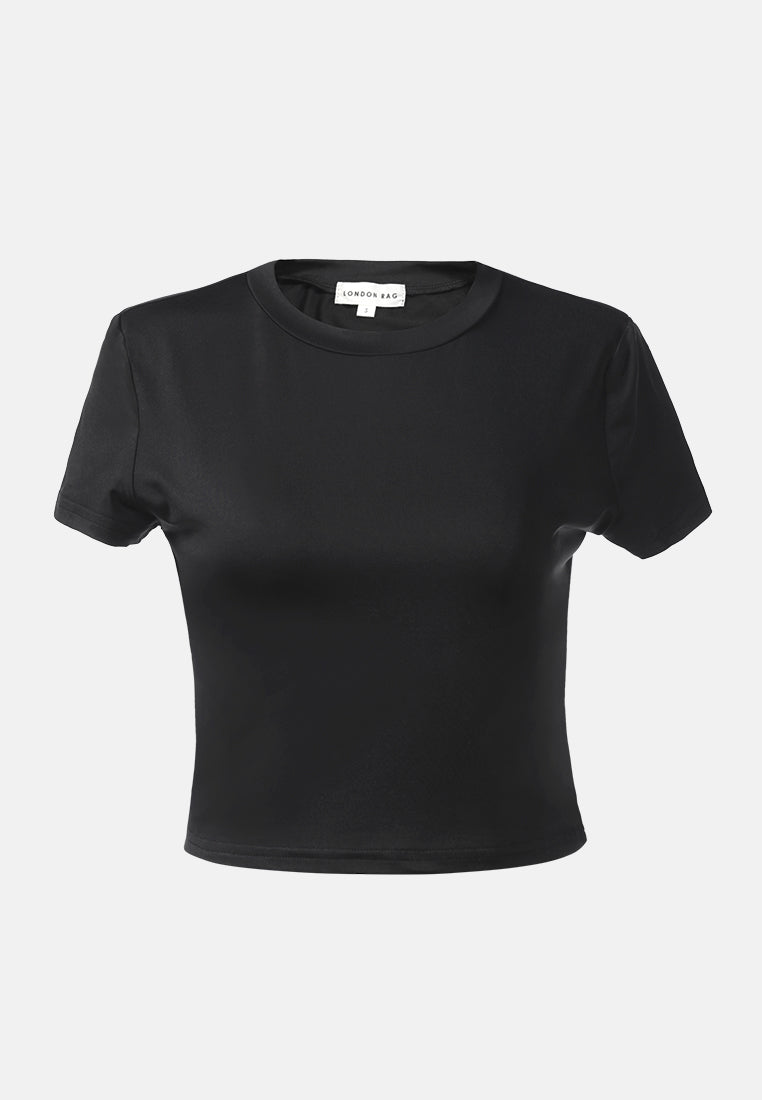 casual line crew neck solid top by ruw#color_black