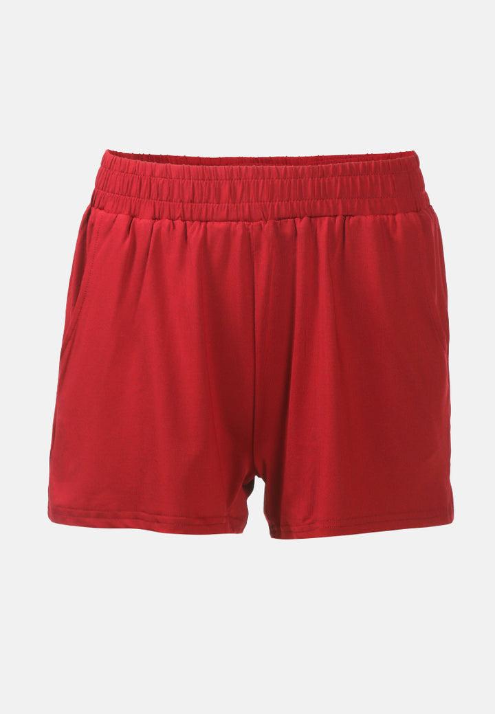 high kicks solid cotton shorts by ruw#color_burgundy