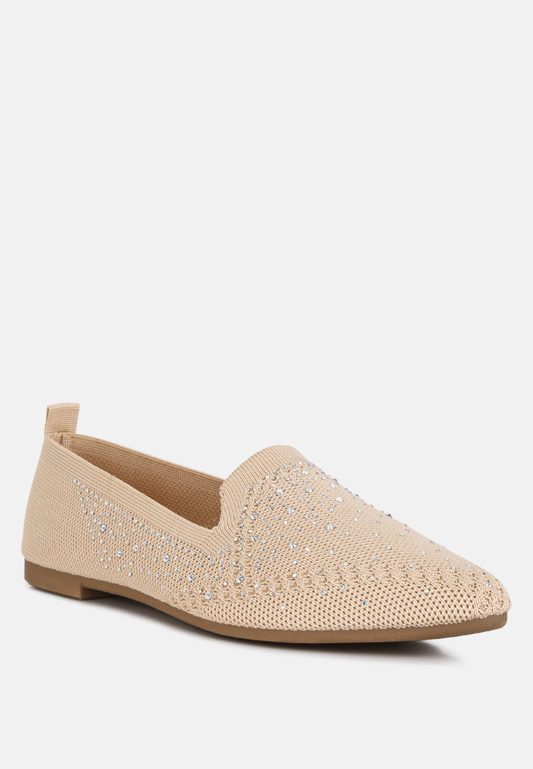 abedi rhinestone embellished pull tab loafers by ft#color_beige