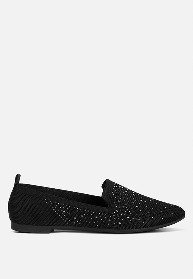 abedi rhinestone embellished pull tab loafers#color_black
