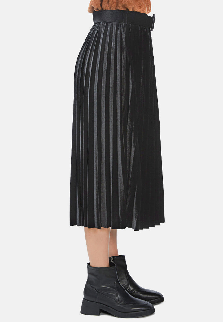 accordion pleated long skirt#color_black