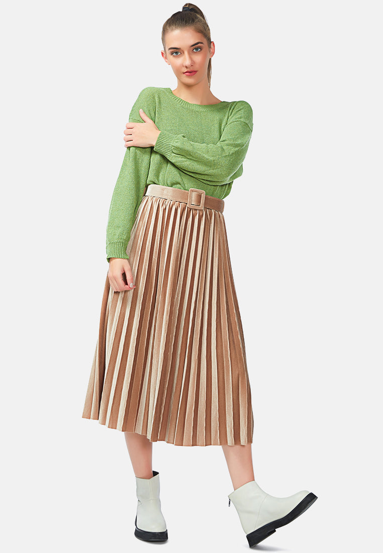 accordion pleated long skirt#color_pink