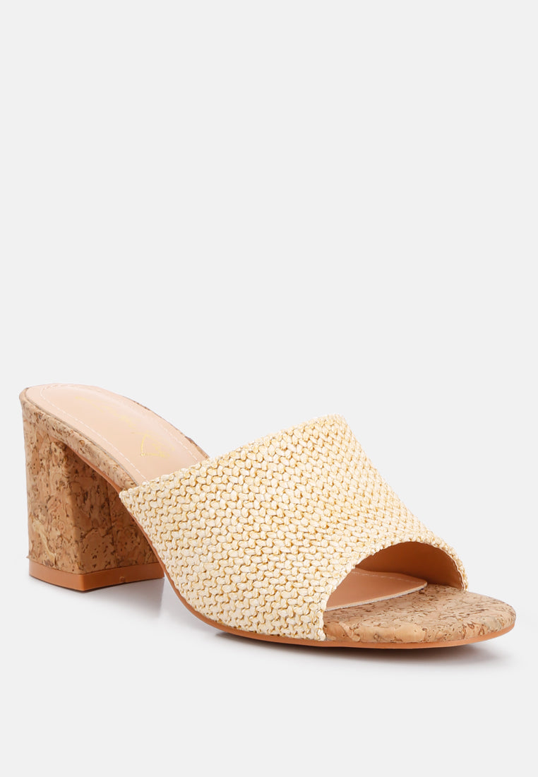 block heel slip on sandals by ruw color_natural