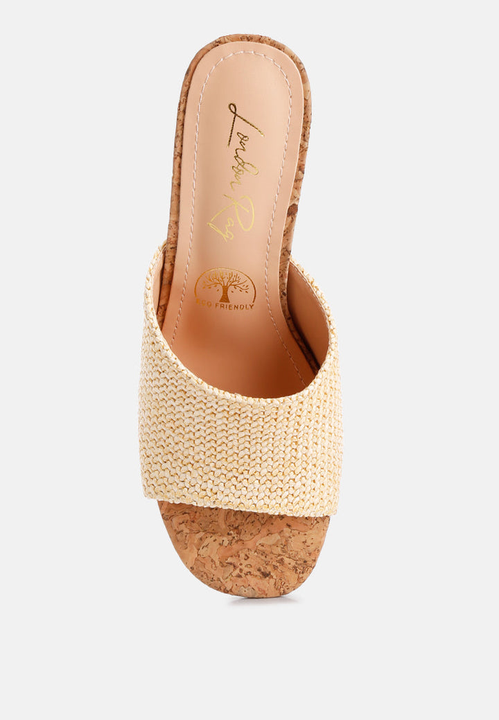 block heel slip on sandals by ruw color_natural