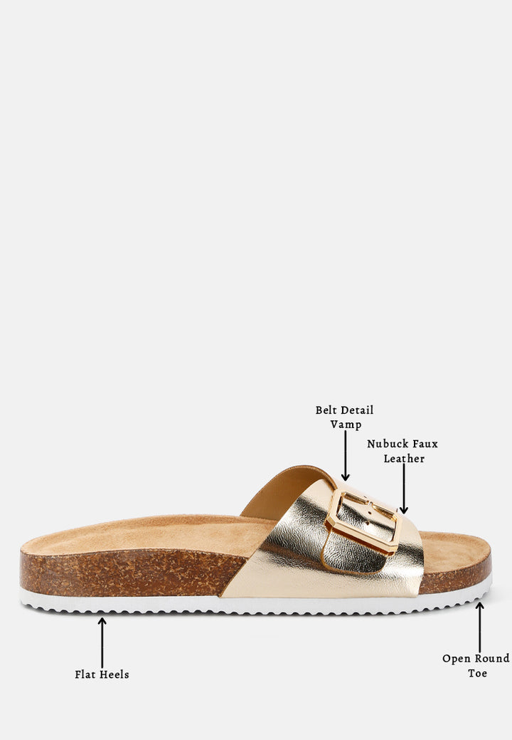 adjustable buckle closure flats by ruw#color_gold