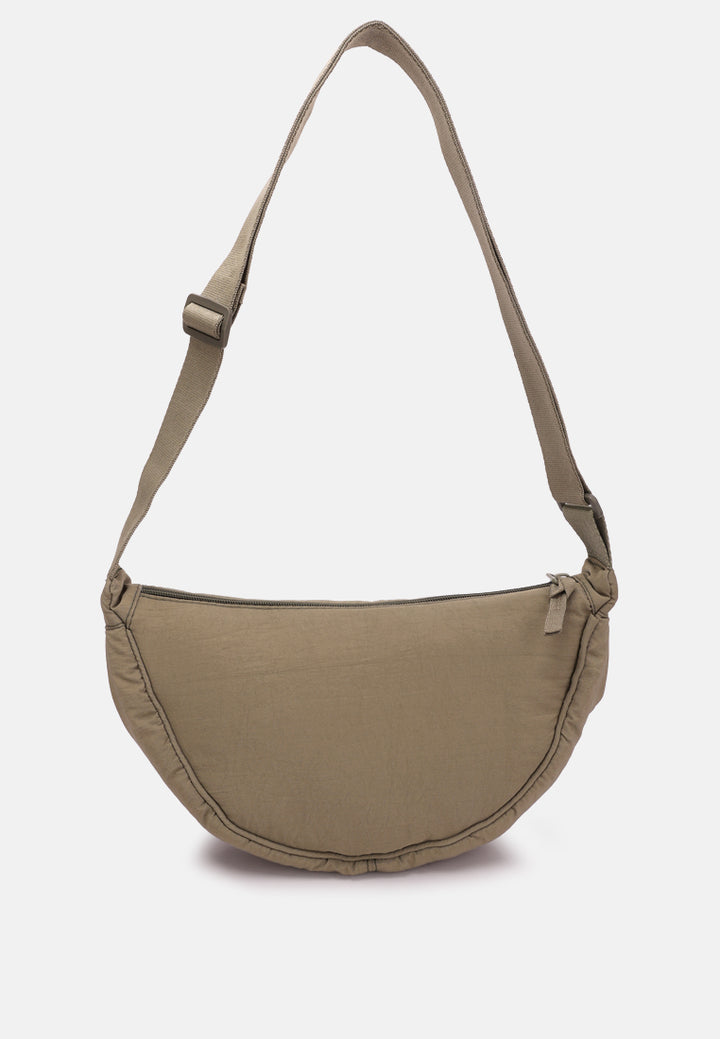 adjustable strap nylon mini shoulder bag#color_olive green