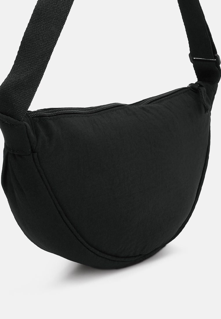 adjustable strap nylon mini shoulder bag#color_black
