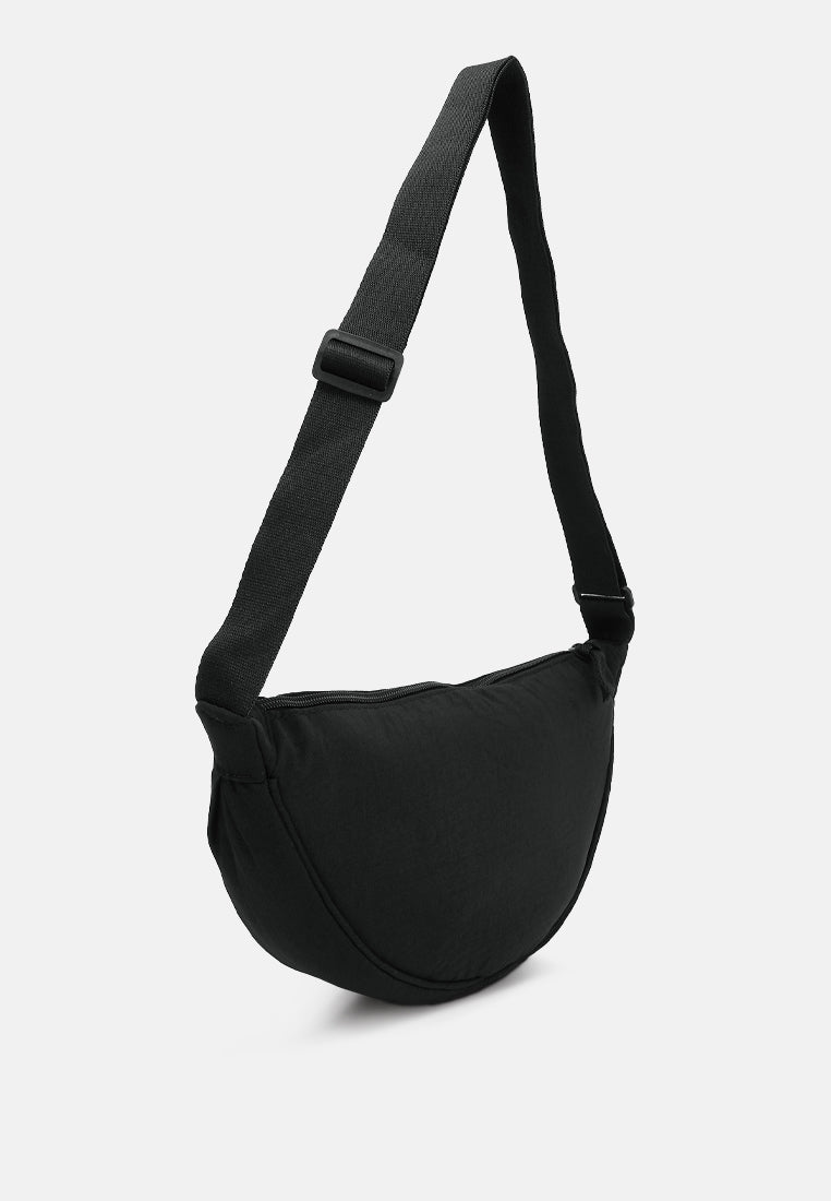 adjustable strap nylon mini shoulder bag#color_black