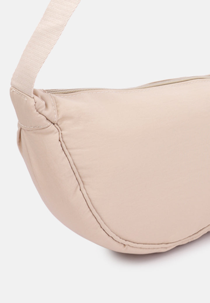 adjustable strap nylon mini shoulder bag#color_off white
