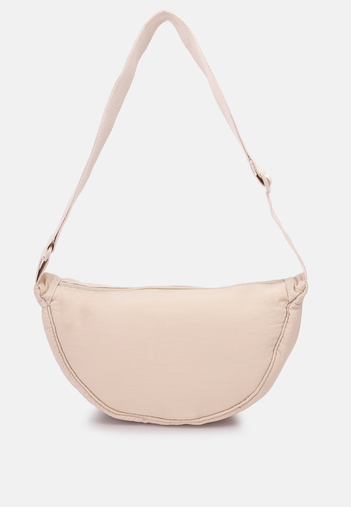 adjustable strap nylon mini shoulder bag#color_off-white