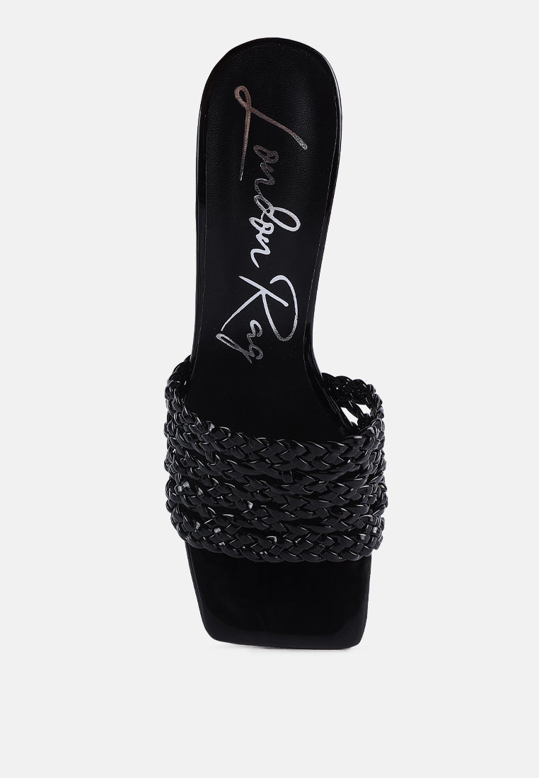 adorbs braided straps slip on sandals#color_black