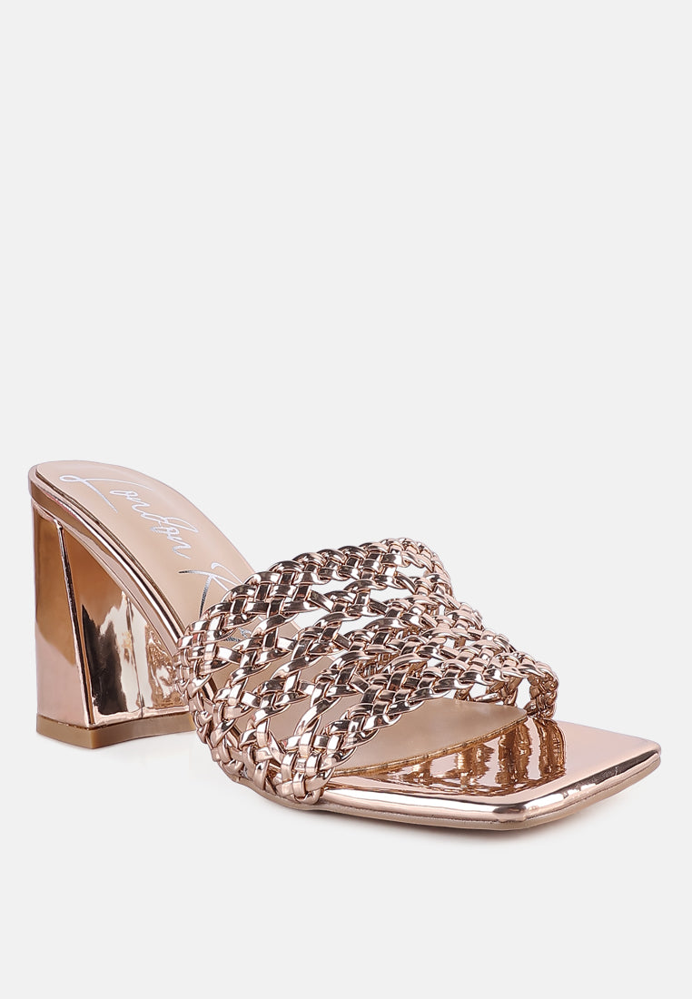 adorbs braided straps slip on sandals#color_rose-gold