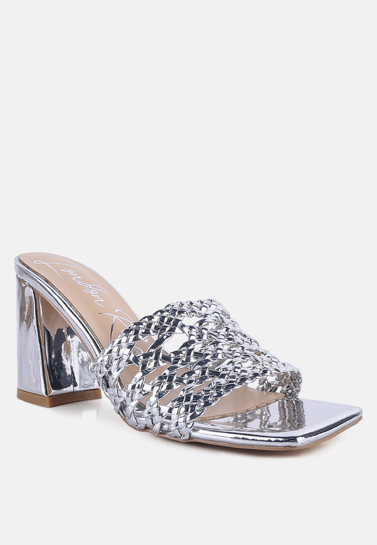 adorbs braided straps slip on sandals#color_silver