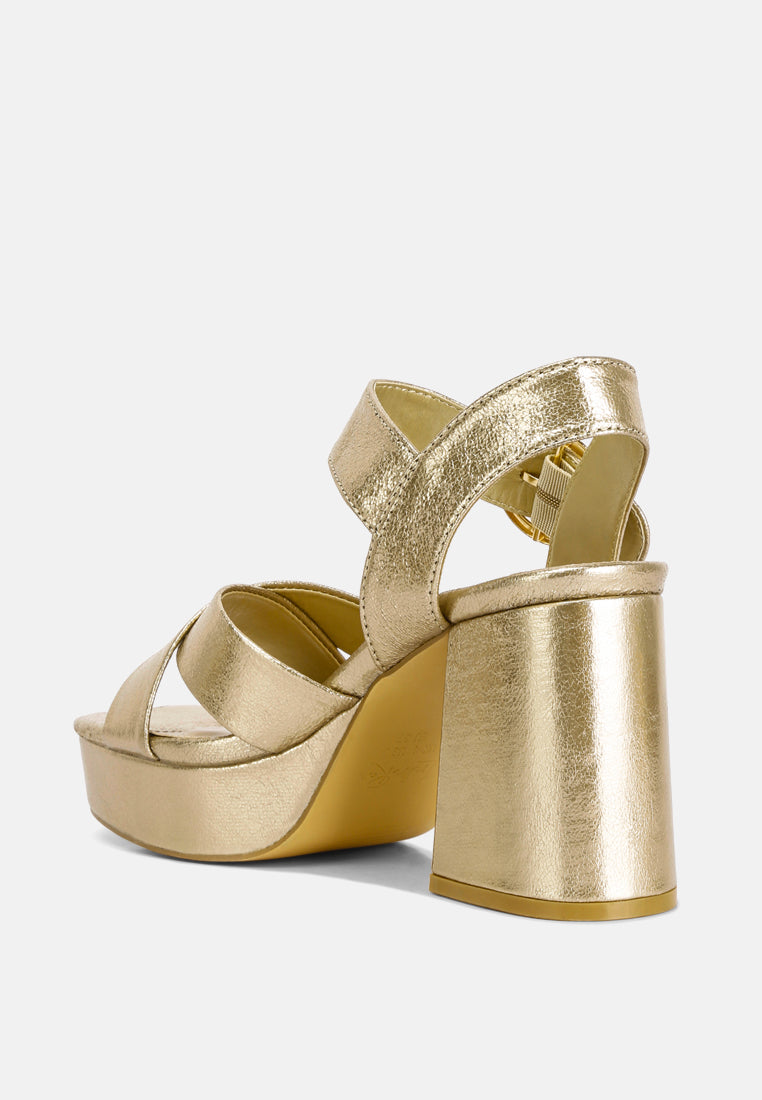 adore strappy block heel sandals#color_gold