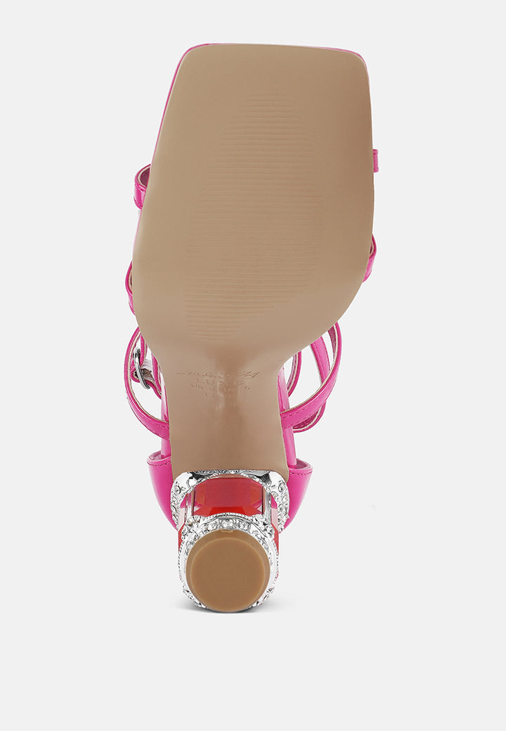 affluence jeweled high heel sandals#color_fuchsia