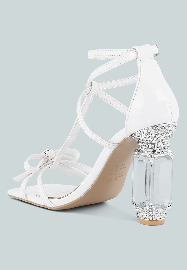 affluence jeweled high heel sandals#color_white