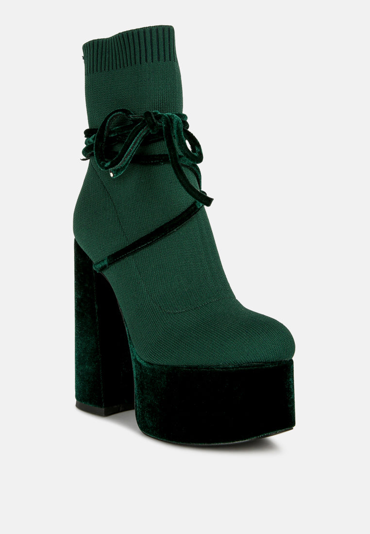 after pay high heel velvet knitted boot#color_olive-green