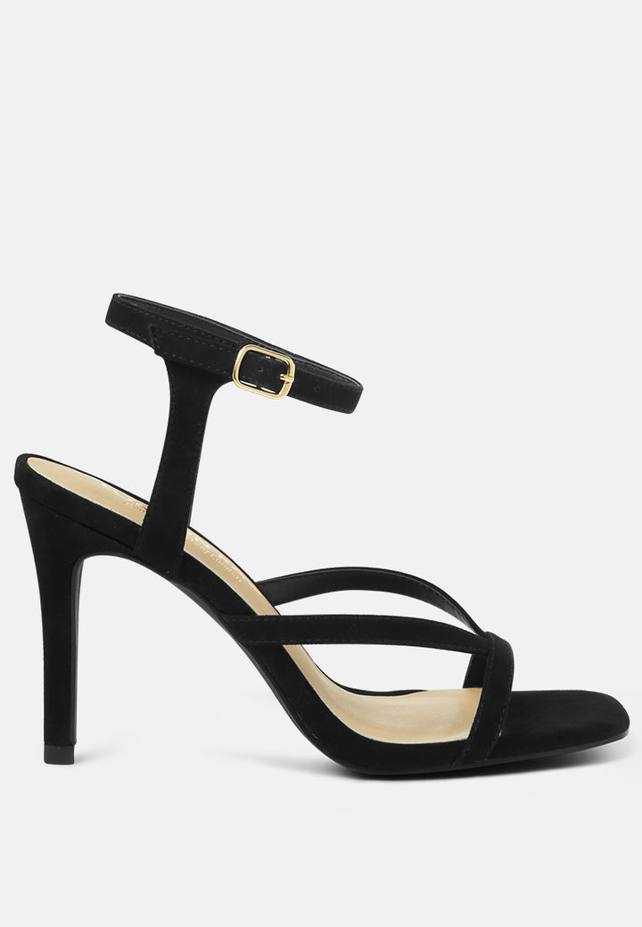 agnese high heel strappy ankle strap sandals#black