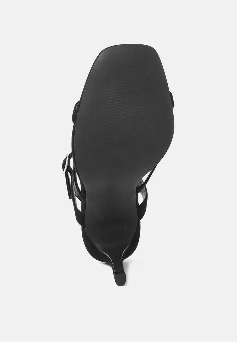 agnese high heel strappy ankle strap sandals#color_black