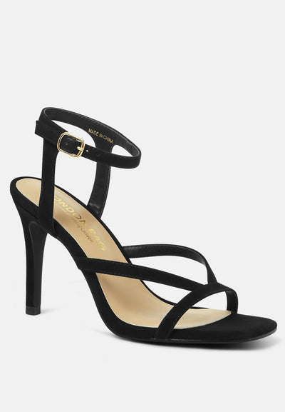 agnese high heel strappy ankle strap sandals#black