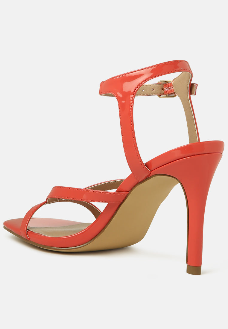 agnese high heel strappy ankle strap sandals#coral