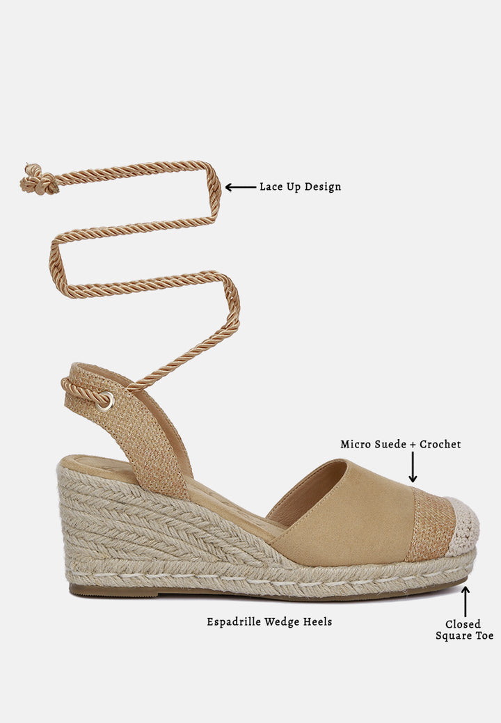 lace-up crochet espadrilles by ruw#color_tan