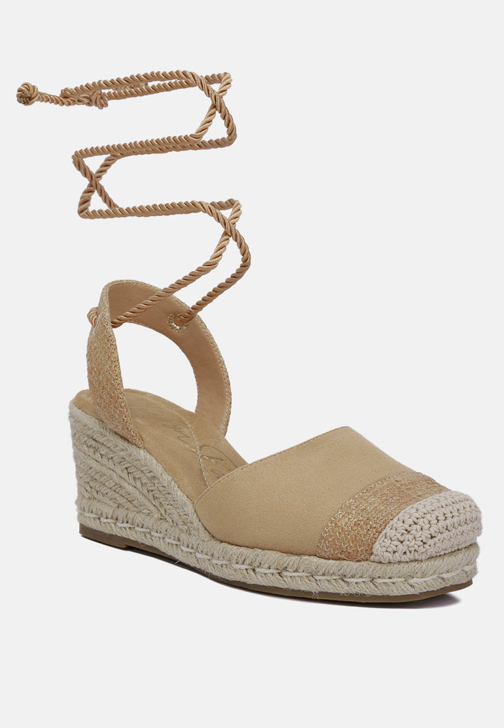 lace-up crochet espadrilles by ruw#color_tan