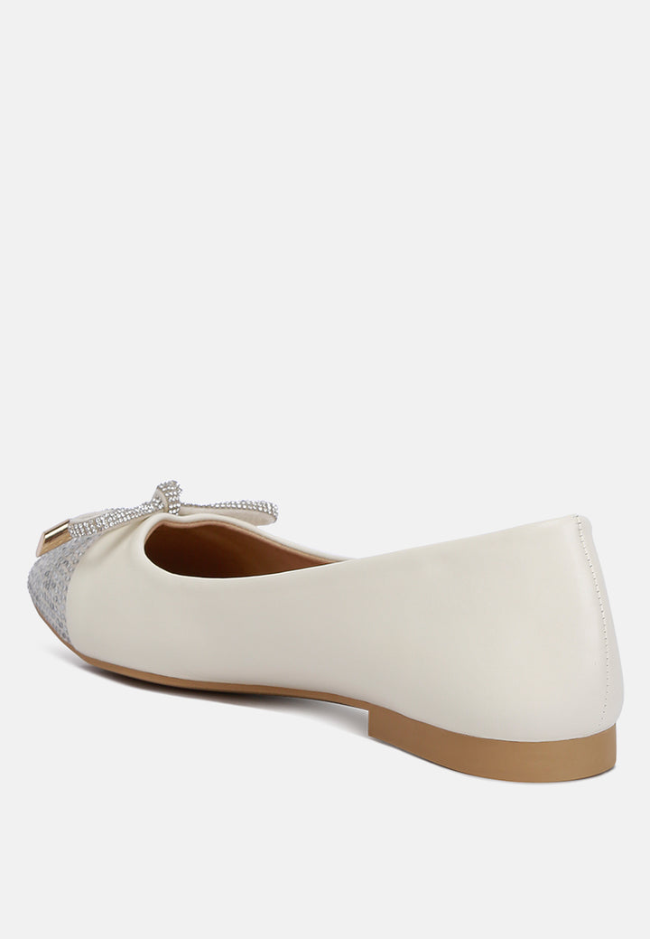 aine rhinestones embellished toe cap ballerinas#color_off-white