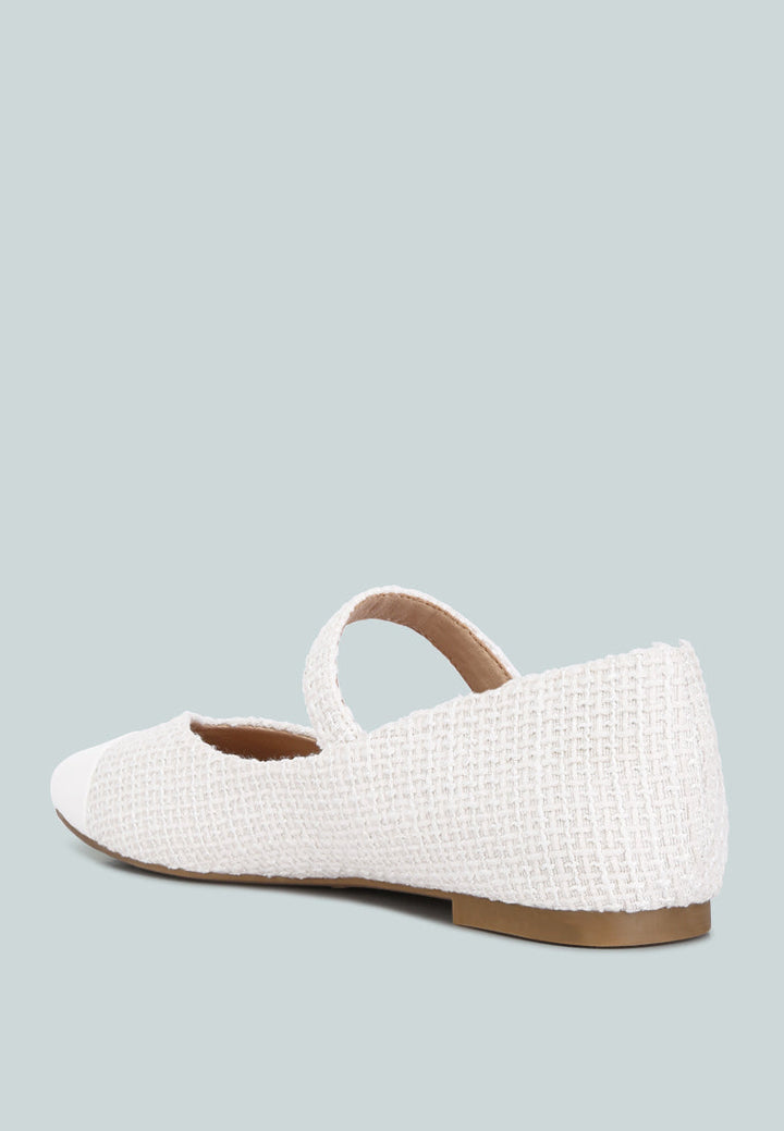 albi patent toe cap tweed mary janes in white by rag#color_white