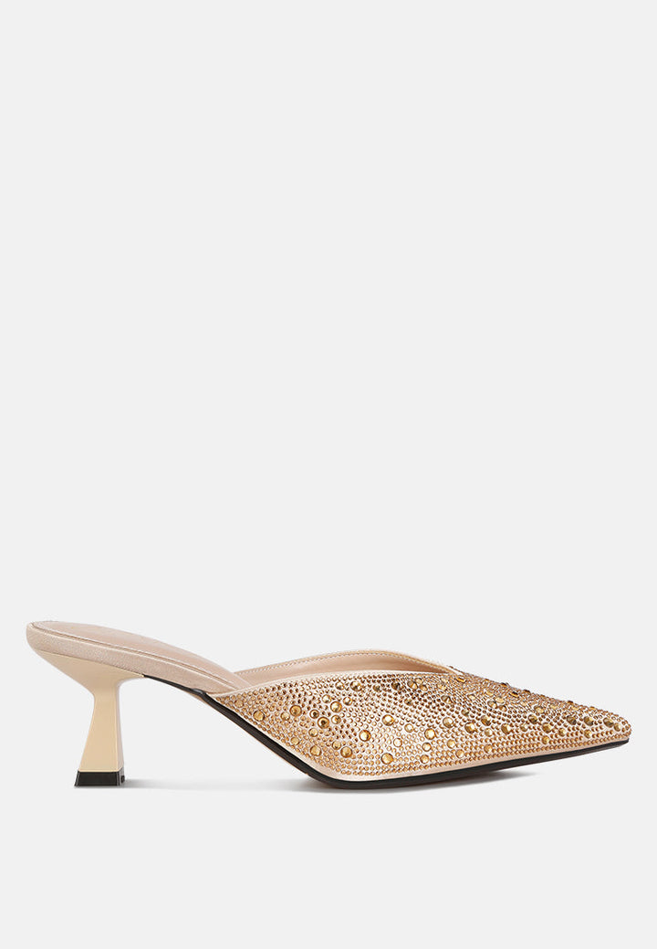 aldora rhinestones embellished satin mules by rag#color_gold