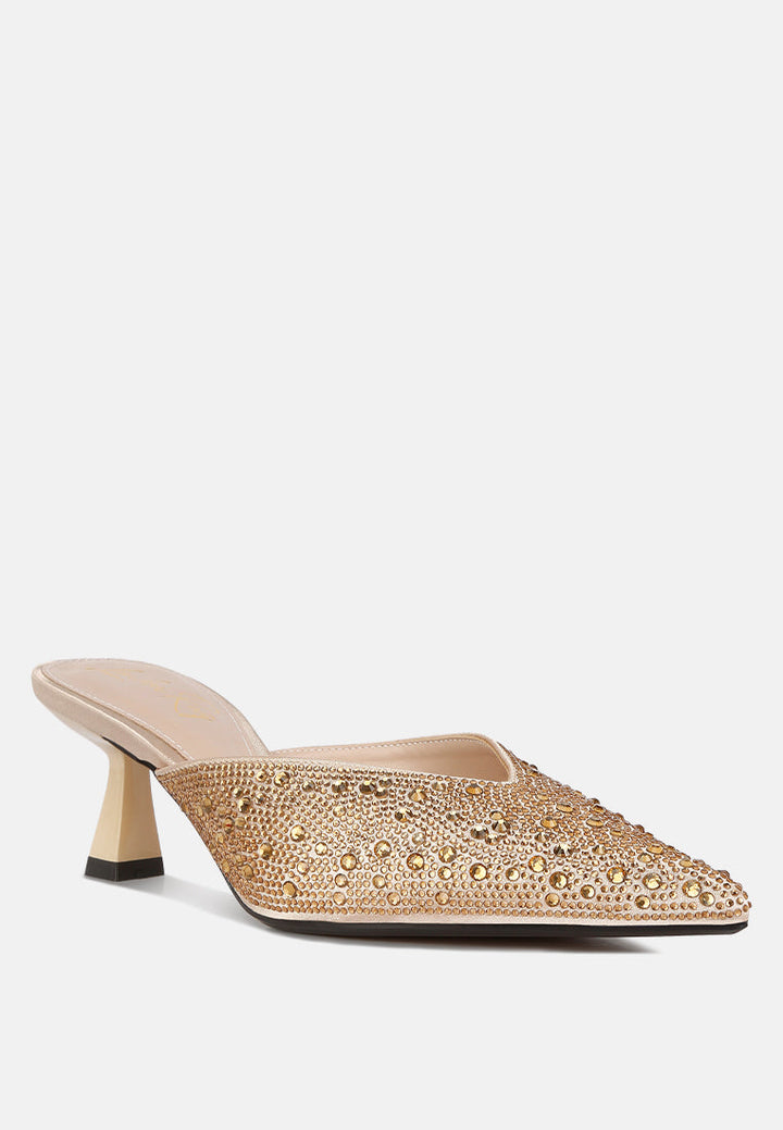 aldora rhinestones embellished satin mules by rag#color_gold