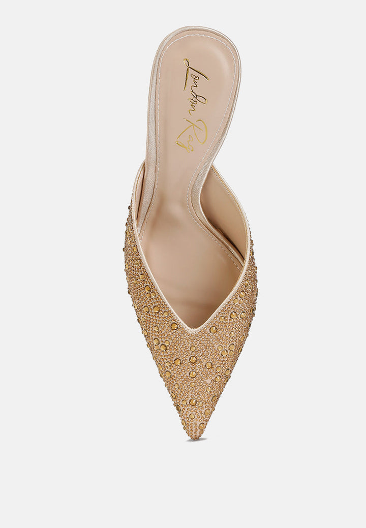 aldora rhinestones embellished satin mules by rag#color_gold