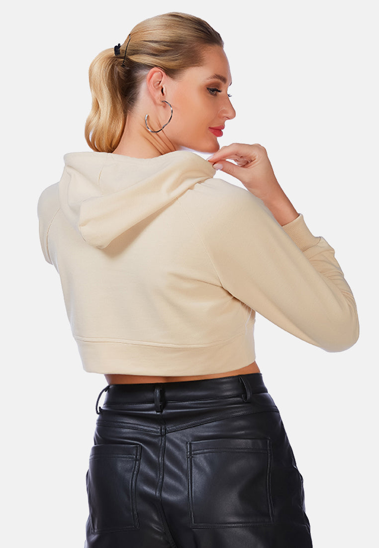 all relaxed front slit cropped hoodie#color_beige
